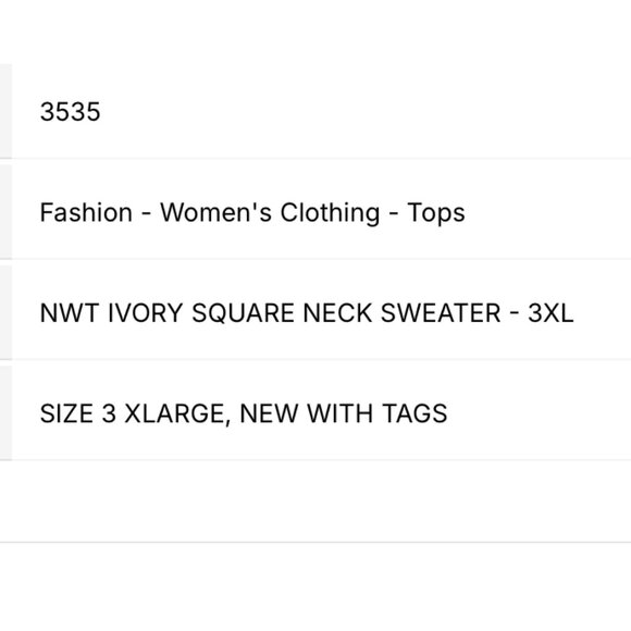 Ivory Square Neck Sweater w/ Black Woven Accents sz 3XL - Picture 4 of 4